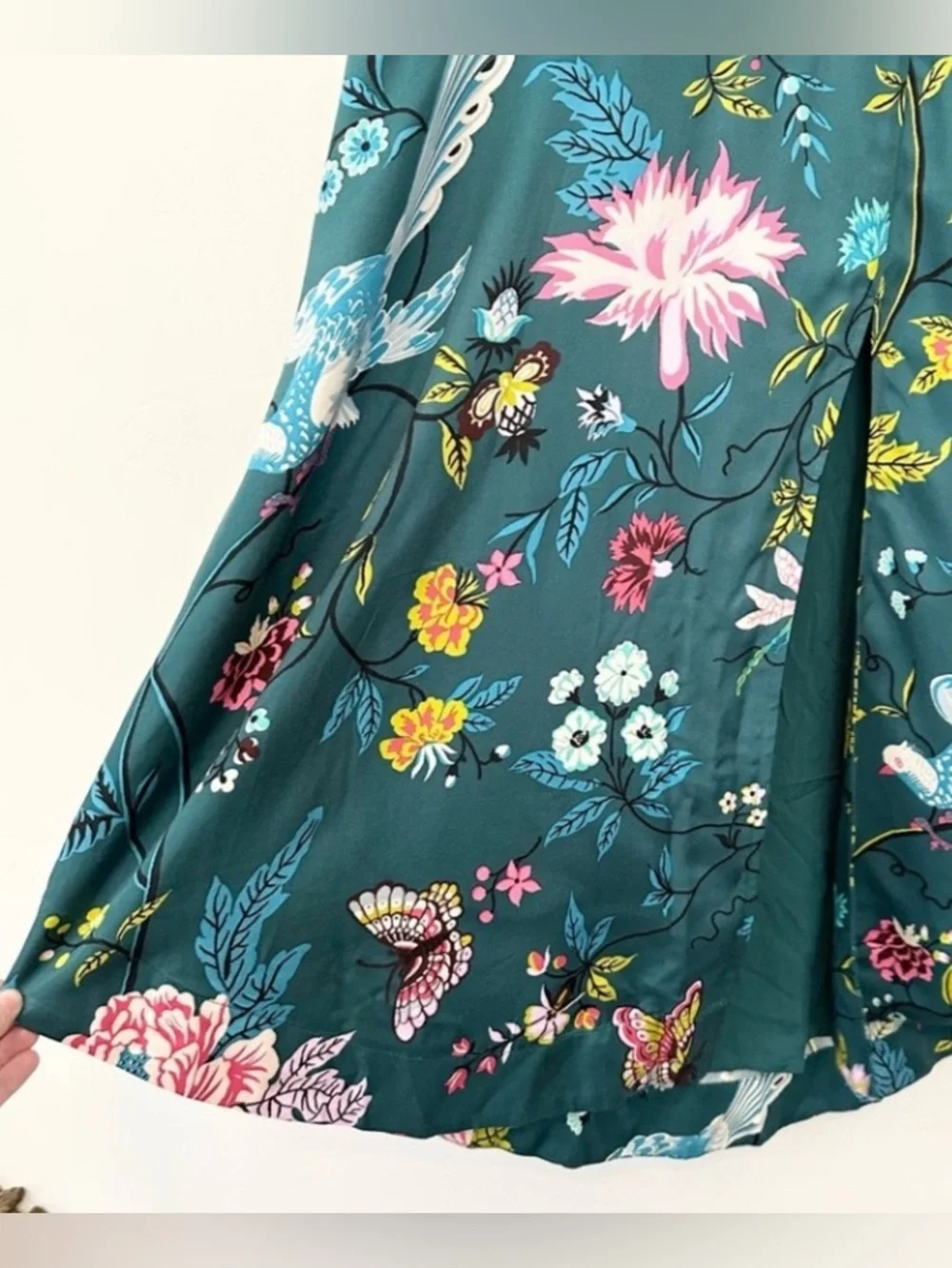 Anthropologie Maeve Floral Button Front Wrap Shirt Dress Size 8 Green Boho - Picture 8 of 15